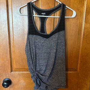 Avia Black & Gray Racerback Tank with Front Knot